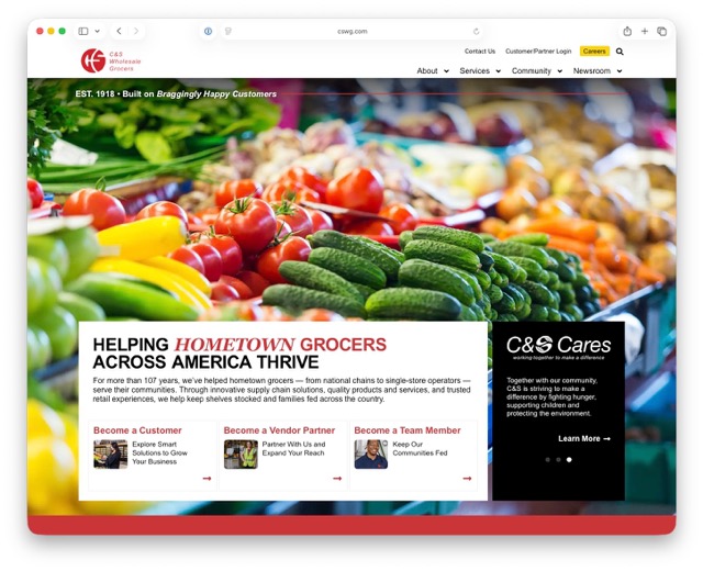 C&S Wholesale Grocers website screenshot